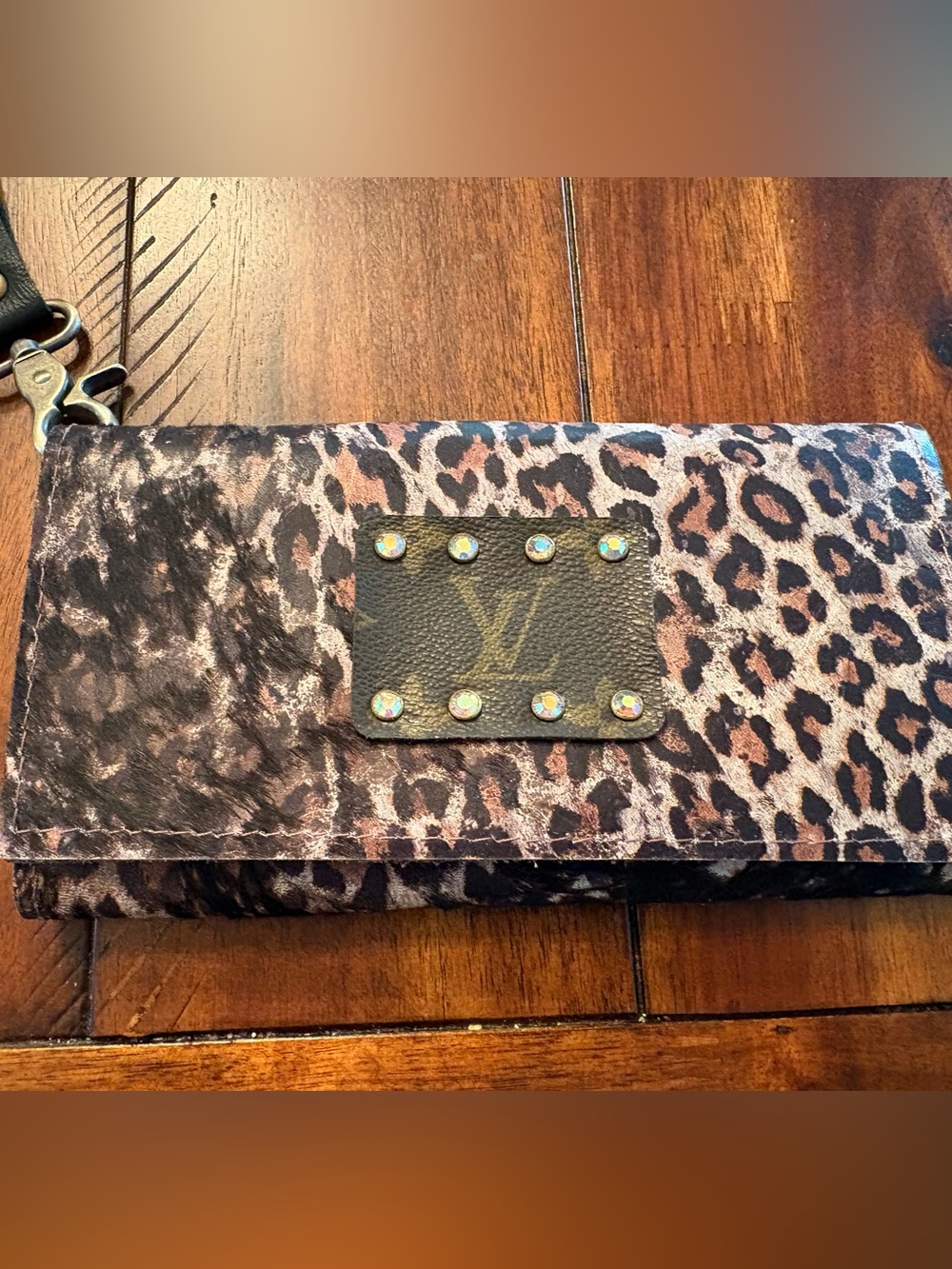 Leopard. Keep it gypsy  Print Fold-Over Clutch with Studded Logo Patch